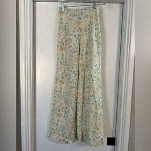 Rhythm Floral Wide-Leg Pants in Mint, Cream & Mustard